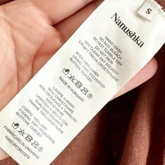 Nanushka Taiga Linen Mini Dress Small Brown NEW - Picture 8 of 9